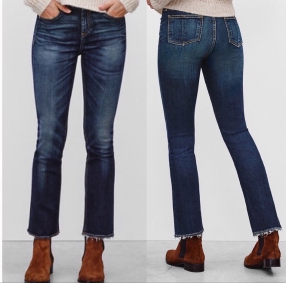 • Rag & Bone • Women’s Cropped Raw Hem Skinny Jeans
Dark Blue / Frayed Doheny